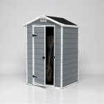 Kerti ház, Keter Manor 4 x 3, 128 x 94 x 196 cm, szürke/fehér, UV-, víz- és hóálló, szellőzőpaneles, zárható, fémmel megerősített