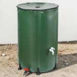 Esővízgyűjtő hordó, Strend Pro Garden CRB38, zöld, 380 l, kör alakú, összecsukható, két csappal, erősített PVC, cipzáras tető szűrőhálóval, magasság: 98 cm, átmérő: 70 cm