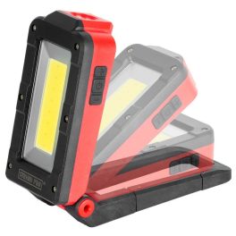   Munkalámpa, Strend Pro MWL539, fekete/piros, 12,5 × 5,5 × 3,8 cm, COB LED 100 + 250 lm, 2200 mAh, USB töltés, akkumulátoros, 4 üzemmód