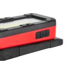 Munkalámpa, Strend Pro MWL539, fekete/piros, 12,5 × 5,5 × 3,8 cm, COB LED 100 + 250 lm, 2200 mAh, USB töltés, akkumulátoros, 4 üzemmód