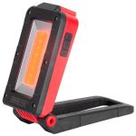Munkalámpa, Strend Pro MWL539, fekete/piros, 12,5 × 5,5 × 3,8 cm, COB LED 100 + 250 lm, 2200 mAh, USB töltés, akkumulátoros, 4 üzemmód