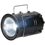 Kempinglámpa, Strend Pro Camping CL102, fekete, 9,3 × 16,5 cm, LED, 80 lm, 1200 mAh, lánghatás, akkumulátoros, szolár töltés, USB kimenet