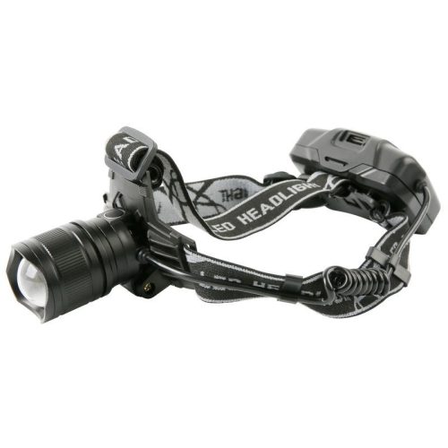 Fejlámpa, Strend Pro Headlight H4019, fekete, XHP70 LED, 10 W, 2000 lm, zoom, IP43, alumínium, akkumulátoros, 3 x 2000 mAh, USB töltés, 300 m hatótáv