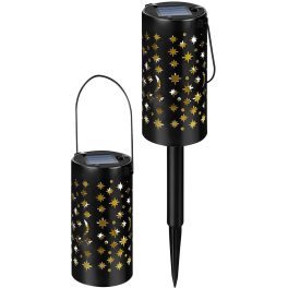   Napelemes kerti lámpa, Strend Pro Garden Yildun, fekete, 41 cm, 1 LED, melegfehér fény, vízálló, 2 db, földbe szúrható