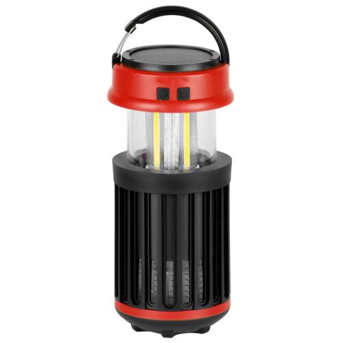 Kempinglámpa rovarcsapdával, Strend Pro, fekete, 15 x 8,6 cm, UV + fehér LED, napelemes, USB töltés, hordozható, ütésálló, vészvilágítás