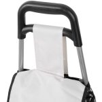 Strend Pro kerekes bevásárlókocsi, fekete-fehér pöttyös, 35 x 30 x 94 cm, 20 kg teherbírású, acél vázzal, oldalsó cipzáras zsebbel és húzózsinóros tetőrésszel