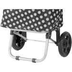 Strend Pro kerekes bevásárlókocsi, fekete-fehér pöttyös, 35 x 30 x 94 cm, 20 kg teherbírású, acél vázzal, oldalsó cipzáras zsebbel és húzózsinóros tetőrésszel