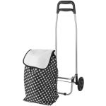 Strend Pro kerekes bevásárlókocsi, fekete-fehér pöttyös, 35 x 30 x 94 cm, 20 kg teherbírású, acél vázzal, oldalsó cipzáras zsebbel és húzózsinóros tetőrésszel