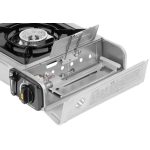 Gázfőző, asztali, Kemper Smart, ezüst, 36 x 31 x 9 cm, 2,2 kW, piezo gyújtás, szelepes gázpatronos (227 g), kofferben