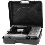 Gázfőző, asztali, Kemper Smart, ezüst, 36 x 31 x 9 cm, 2,2 kW, piezo gyújtás, szelepes gázpatronos (227 g), kofferben