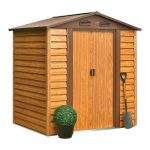 Kerti ház, Strend Pro Garden, 193 × 152 × 203 cm, barna, festett fémlemez, horganyzott keret, korrózióálló, dupla tolóajtó, 4 szellőzőnyílás