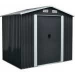 Kerti ház, Strend Pro Garden, 236 × 174 × 206 cm, antracit, fémlemez, korrózióálló, dupla tolóajtó, 4 szellőzőnyílás, horganyzott keret, opcionális padlószerkezet