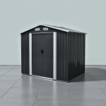 Kerti ház, Strend Pro Garden, 236 × 174 × 206 cm, antracit, fémlemez, korrózióálló, dupla tolóajtó, 4 szellőzőnyílás, horganyzott keret, opcionális padlószerkezet