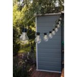 Napelemes kerti fényfüzér, Strend Pro Garden, izzó alakú, 10 LED, 2,7 m + 3 m kábel, akkumulátoros, automatikus kapcsolás