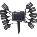 Napelemes kerti fényfüzér, Strend Pro Garden, lámpás kivitel, fekete, 10 LED, 1,8 m + 2 m kábel, akkumulátoros, automatikus kapcsolás, kültéri