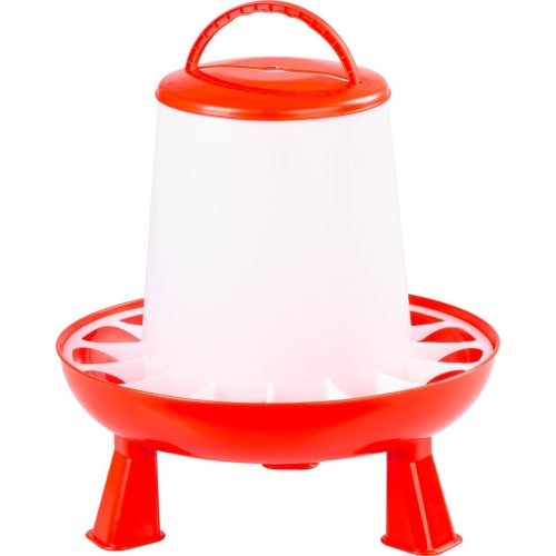 Baromfi etető, Strend Pro Garden Goodfarm, 6 kg, piros, műanyag, lábakkal, védőrácsos, folyamatos takarmányadagolás