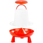 Baromfi etető, Strend Pro Garden Goodfarm, 9 kg, piros, műanyag, lábakkal, védőrácsos, folyamatos takarmányadagolás