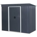 Kerti ház, Strend Pro Garden, 217 x 110 x 174 cm, antracit, fémlemez, alappal, időjárásálló, dupla tolóajtó, szellőzőnyílásokkal