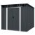 Kerti ház, Strend Pro Garden, 238 x 193 x 202 cm, antracit, fémlemez, időjárásálló, dupla tolóajtó, 4 szellőzőnyílás