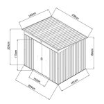 Kerti ház, Strend Pro Garden, 238 x 193 x 202 cm, antracit, fémlemez, időjárásálló, dupla tolóajtó, 4 szellőzőnyílás