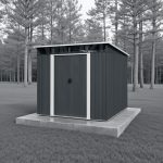 Kerti ház, Strend Pro Garden, 238 x 193 x 202 cm, antracit, fémlemez, időjárásálló, dupla tolóajtó, 4 szellőzőnyílás