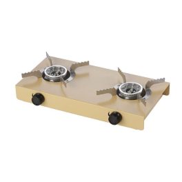   Gázfőző, asztali, Meva Rivet, bézs, 42 x 23 x 8 cm, két égőfejes, 3 kW, 5 és 10 kg-os PB palackhoz, 30 mbar nyomásszabályzóval, maximum 7 kg/égő teherbírás