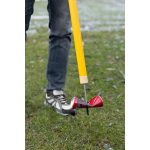 Kézi szemétszedő, Strend Pro, sárga, 130 cm, üvegszálas nyél, acél tüske, hajlás nélkül használható, kerti és közterületi szemétszedéshez