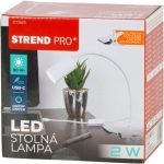 Asztali lámpa, Strend Pro, 41 cm, fehér, csíptethető, USB-C tápellátás, 2 W, 80 lm, 3000 K, IP20, alumínium, polikarbonát