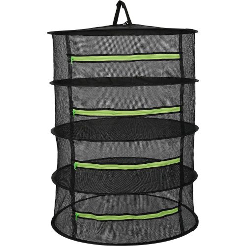 Gombaszárító háló, Strend Pro, fekete, 59 x 80 cm, kör alakú, függeszthető, 4 szintes, rovarvédelemmel, lélegző, összecsukható, tartós