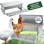 Baromfi etető, Strend Pro Garden, 5 kg kapacitás, 51 x 37 x 19 cm, automata, taposó mechanizmus, horganyzott