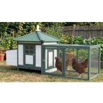 Tyúkól, Strend Pro Garden, 1,96 × 0,765 × 0,98 m, fából készült, dróthálós kifutóval, nyitható tetővel, fészekhellyel, rámpával, zárható ajtókkal