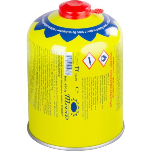 Gázpatron, Meva, EN417, 450 g, Propán-Bután töltet, szabványos menetes, Atos és Apollo típusokhoz