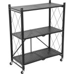 MagicHome 3 polcos összecsukható és mozgatható fém műhelypolc, 87 x 72 x 34 cm, teherbírás: 50 kg/polc