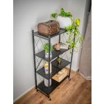 MagicHome 4 polcos összecsukható és mozgatható fém műhelypolc, 127 x 72 x 34 cm, teherbírás: 50 kg/polc