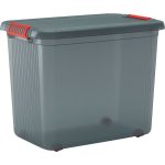 Gurulós tároló, KIS K Latch XXL, szürke, 39 x 59 x 45 cm, egymásra rakható, műanyag, fedeles, kerekes, szögletes