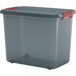 Gurulós tároló, KIS K Latch XXL, szürke, 39 x 59 x 45 cm, egymásra rakható, műanyag, fedeles, kerekes, szögletes