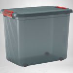 Gurulós tároló, KIS K Latch XXL, szürke, 39 x 59 x 45 cm, egymásra rakható, műanyag, fedeles, kerekes, szögletes