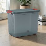 Gurulós tároló, KIS K Latch XXL, szürke, 39 x 59 x 45 cm, egymásra rakható, műanyag, fedeles, kerekes, szögletes