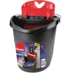 Vödör, Vileda Ultramax, 10 liter, piros-szürke, csavarókosárral, ergonomikus kialakítással