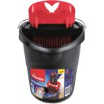 Vödör, Vileda Ultramax, 10 liter, piros-szürke, csavarókosárral, ergonomikus kialakítással