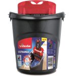 Vödör, Vileda Ultramax, 10 liter, piros-szürke, csavarókosárral, ergonomikus kialakítással