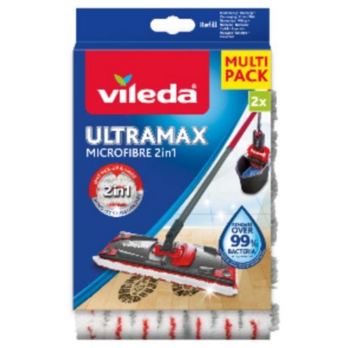 Felmosóhuzat, Vileda Ultramax Microfibre 2in1, 2 db, mikroszálas, 60°C-on mosható, kemény padlókhoz