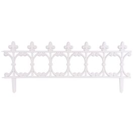   Mini díszkerítés, Strend Pro Garden Gardens F755, fehér, 87 x 34 cm, műanyag, kovácsoltvas hatású, összekapcsolható, leszúrható, 4 db/csomag