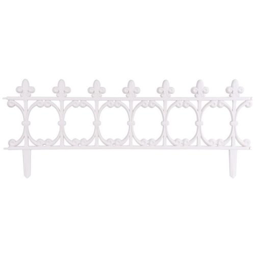 Mini díszkerítés, Strend Pro Garden Gardens F755, fehér, 87 x 34 cm, műanyag, kovácsoltvas hatású, összekapcsolható, leszúrható, 4 db/csomag