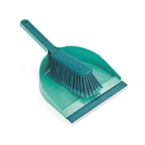 Seprűkészlet, Leifheit Classic, normál méret, szürke-kék, műszálas puha sörtékkel és gumírozott lapáttal