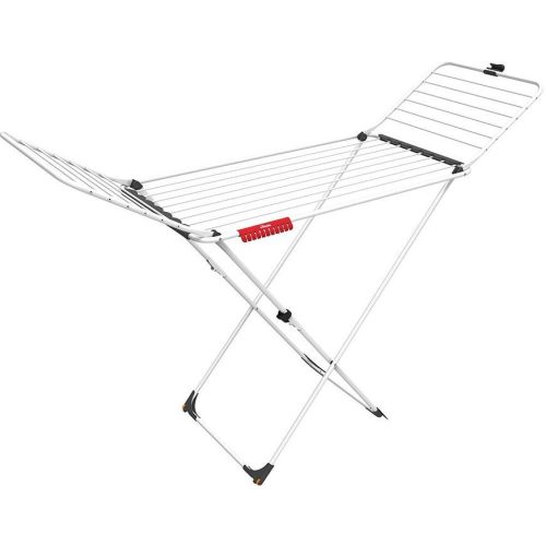 Vileda Extra ruhaszárító, 20 méter szárítási terület, fehér, X-alakú vázzal, lehajtható kiegészítővel, kerekekkel és biztonsági zárral