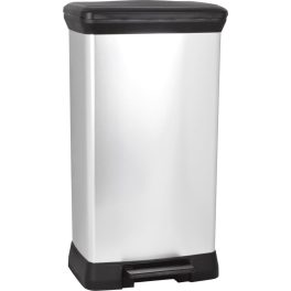   Szemeteskuka, Curver Deco Pedal Bin, 50 l, fekete/ezüst, 39 x 29 x 73 cm, pedálos, ujjlenyomatmentes, újrahasznosított műanyag, rejtett zsáktartó