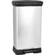 Szemeteskuka, Curver Deco Pedal Bin, 50 l, fekete/ezüst, 39 x 29 x 73 cm, pedálos, ujjlenyomatmentes, újrahasznosított műanyag, rejtett zsáktartó