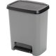 Szemeteskuka, KIS Compatta, 25 l, fekete/szürke, 28 x 38 x 43 cm, pedálos, műanyag, csúszásmentes lábak