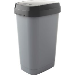   Szemeteskuka, KIS Dual Swing L, 50 l, szürke, 42 x 30,5 x 61 cm, műanyag, levehető csuklós fedél